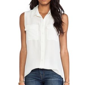 NWT Equipment signature sleeveless slim silk shirt